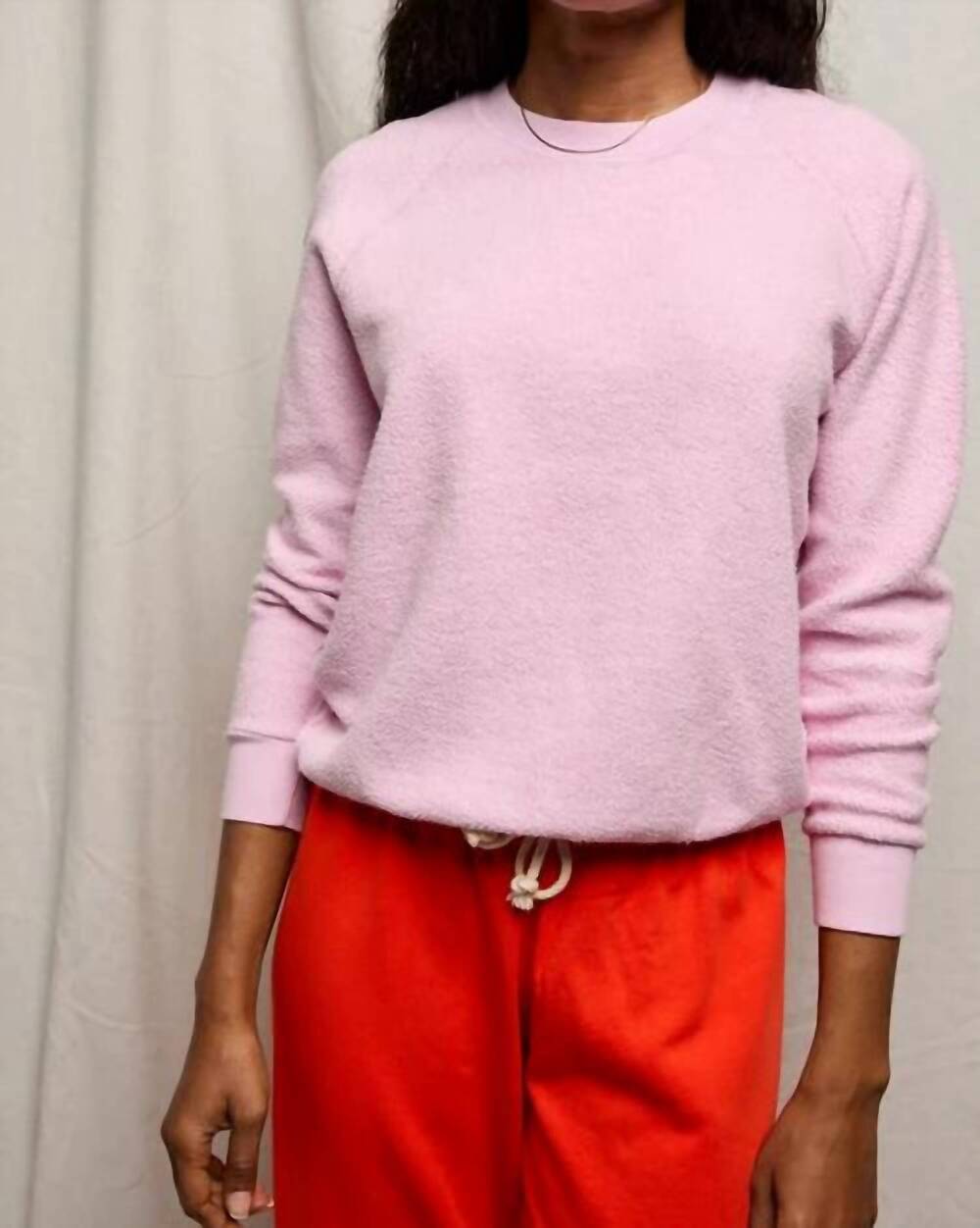NEW PERFECTWHITETEE ziggy inside out crewneck sweatshirt in pink